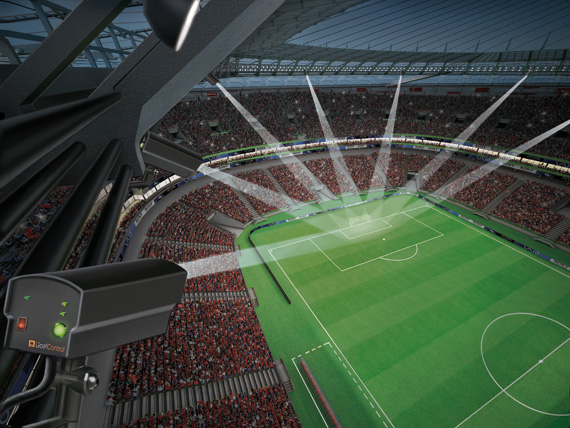 14 High-Speed-Kameras gehören zu dem GoalConrol System<br />    <button type=