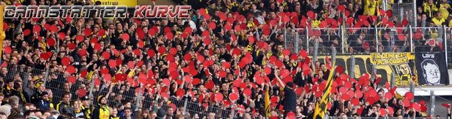 Aktion der Dortmunder-Fans in der vergangenen Saison in Stuttgart mit Frisbees.<br />    <button type=