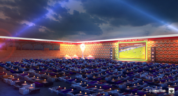 Fans bringen zum Public Viewing ihr eigenes Sofa mit ins Stadion<br />    <button type=