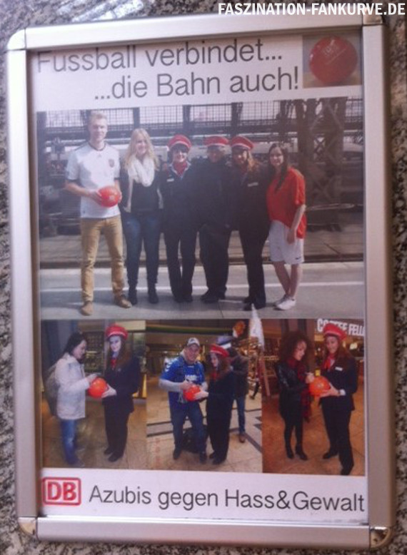 Die Azubis der Bahn sind gegen Gewalt beim Fußball.<br />    <button type=