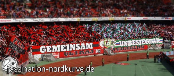 Ultras Nürnberg und Ultras Rapid Choreo beim Spiel gegen St. Pauli.<br />    <button type=
