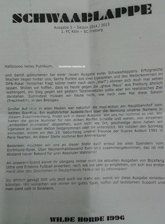 Text der Wilden Horde zu der HoGeSa Thematik. Teil I. Text: Wilde Horde<br />    <button type=