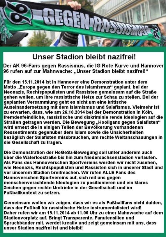 Aufruf der Hannover 96 Fans<br />    <button type=