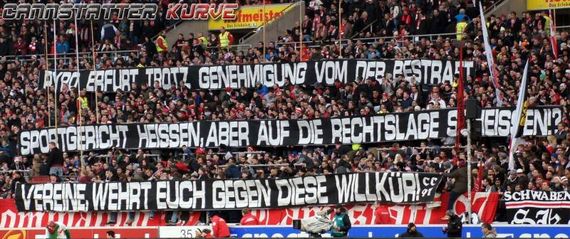 Spruchband vom Commando Cannstatt gegen DFB-Strafen. Bild: Cannstatter-Kurve.de