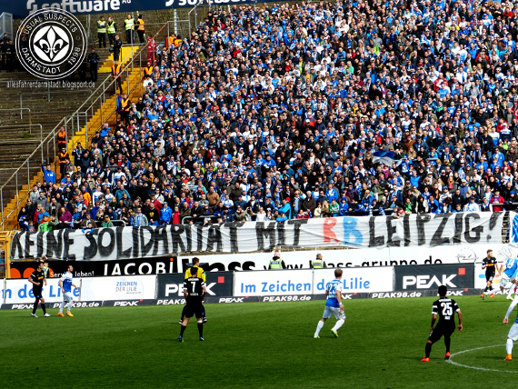 Nicht nur die Ultras sprechen sich am Böllenfalltor gegen RB Leipzig aus<br />    <button type=