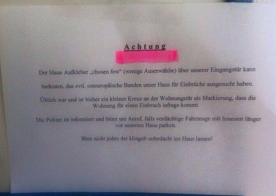 Der Aushang des besorgten Hausbesitzers<br />    <button type=