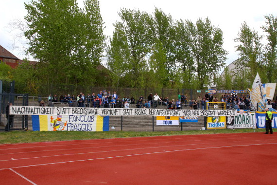 Das Spruchband beim Spiel beim Berliner AK<br />    <button type=