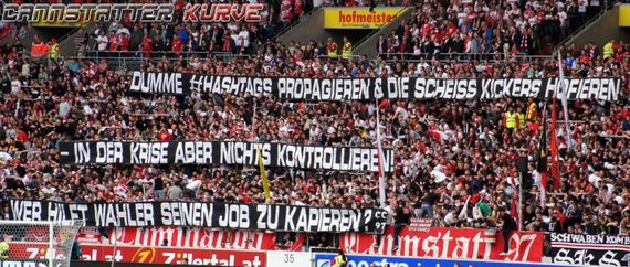 Mehrmals in der Saison meldete sich das Commando Cannstatt mit Kritik am eigenen Verein zu Wort<br />    <button type=