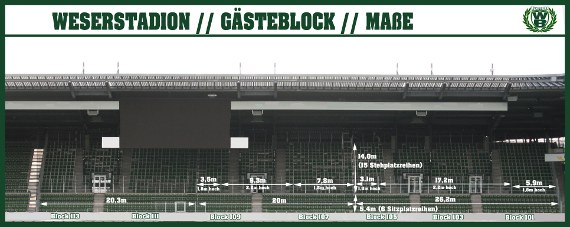 Die bisherigen Maße des Gästeblocks in Bremen. <br />    <button type=