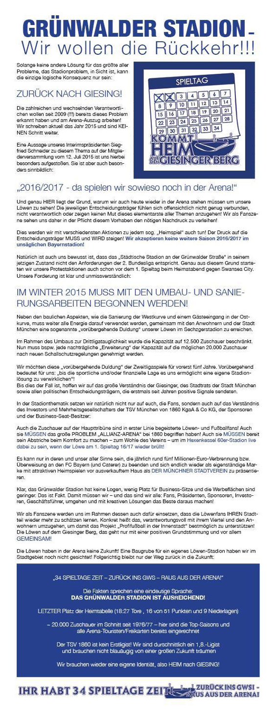 Die Stellungnahme der Giasinga Buam. Bild. Giasinga Buam