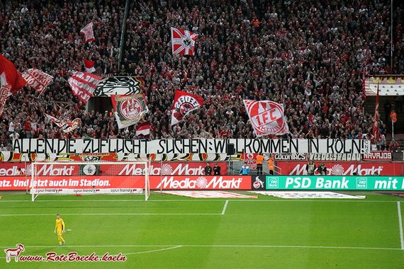 Botschaft der Coloniacs beim Heimspiel gegen Ingolstadt<br />    <button type=