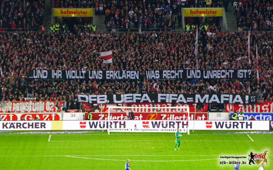 Spruchband in der Canstatter Kurve beim Heimspiel gegen Ingolstadt<br />    <button type=