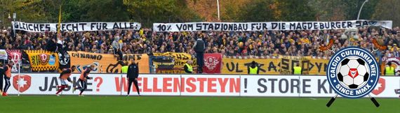 Spruchband der Dynamo Fans in Kiel<br />    <button type=