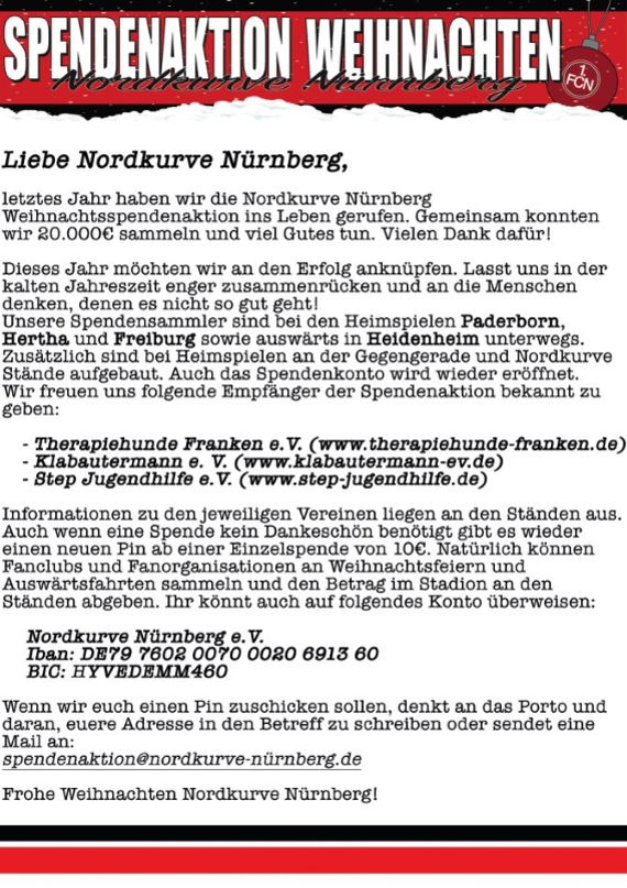 Der Spendenaufruf der Nordkurve<br />    <button type=
