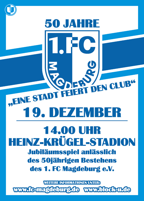 Mit diesem Plakat mobilisiert der Block U für das Geburtstagsspiel <br />    <button type=
