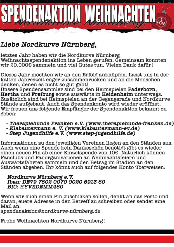 Der Spendenaufruf der Nordkurve<br />    <button type=