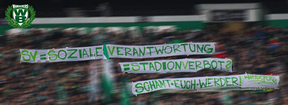 Das Spruchband der Wanderers beim Heimspiel gegen Mainz<br />    <button type=