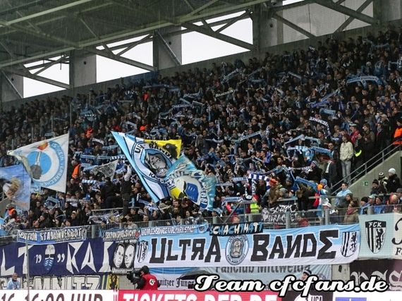 Die Ultra` Bande Karl-Marx-Stadt kritisiert die Führungsetage des Chemnitzer FC  Bild: cfcfans.info