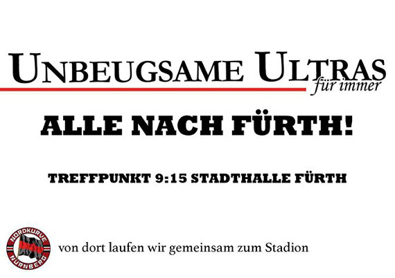 Mit diesem Flyer wird der Treffpunkt der FCN-Fans beworben.<br />Bild: Faszination-Nordkurve.de”><figcaption>Mit diesem Flyer wird der Treffpunkt der FCN-Fans beworben.<br />Bild: Faszination-Nordkurve.de</figcaption></figure>
                </div>
                
                <!-- YouTube (Meta-Feld) -->
                
            </div>
        </article>

                <script>
        (function() {
            var root = document.querySelector('.ff-single-news-gallery');
            if (!root) return;
            var slides = root.querySelectorAll('.ff-single-news-gallery-slide');
            var dots = root.querySelectorAll('.ff-single-news-gallery-dot');
            var prev = root.querySelector('.ff-single-news-gallery-prev');
            var next = root.querySelector('.ff-single-news-gallery-next');
            var n = slides.length;
            if (n < 2) return;
            var i = 0;
            function closeAllImgInfo() {
                root.querySelectorAll('.ff-fv-img-info-host.is-info-open').forEach(function(host) {
                    host.classList.remove('is-info-open');
                    var b = host.querySelector('.ff-fv-img-info-btn');
                    var p = host.querySelector('.ff-fv-img-info-panel');
                    if (b) b.setAttribute('aria-expanded', 'false');
                    if (p) p.setAttribute('aria-hidden', 'true');
                });
            }
            function show(idx) {
                closeAllImgInfo();
                i = ((idx % n) + n) % n;
                for (var s = 0; s < n; s++) {
                    if (s === i) slides[s].removeAttribute('hidden'); else slides[s].setAttribute('hidden', '');
                }
                for (var s = 0; s < dots.length; s++) {
                    dots[s].classList.toggle('is-active', s === i);
                    dots[s].setAttribute('aria-selected', s === i ? 'true' : 'false');
                }
            }
            if (prev) prev.addEventListener('click', function() { show(i - 1); });
            if (next) next.addEventListener('click', function() { show(i + 1); });
            for (var d = 0; d < dots.length; d++) {
                (function(di) { dots[di].addEventListener('click', function() { show(di); }); })(d);
            }
        })();
        </script>
        
        <!-- Kommentare -->
                <section class=