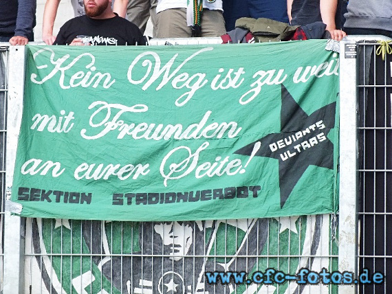 Die Ultras von Preußen Münster werden auch ohne Sonderzug wieder nach Chemnitz reisen. Bild: CFC-Fotos.de