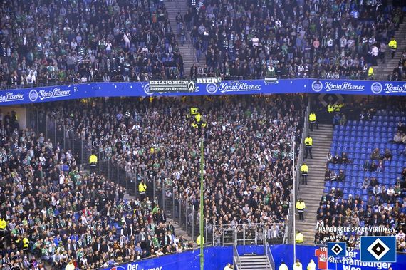 So sah der Gästeblock beim Nordderby ohne die Werder-Ultras aus. Bild: hsv-sc.de