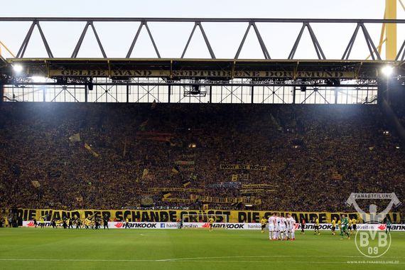 Spruchbandaktion auf der Südtribüne Dortmund. Bild: BVB-Fanabteilung.de
