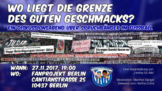 Hertha BSC Fans wollen für die Grenzen von Spruchband-Inhalten diskutieren.<br />Bild: Hertha für alle”><figcaption>Hertha BSC Fans wollen für die Grenzen von Spruchband-Inhalten diskutieren.<br />Bild: Hertha für alle</figcaption></figure>
<figure><img decoding=