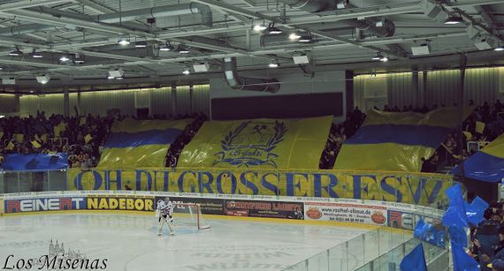 Die dritte Choreografie.<br />Lausitzer Füchse – Wölfe Freiburg (17.12.2017) 2:5 Bild: <a href=