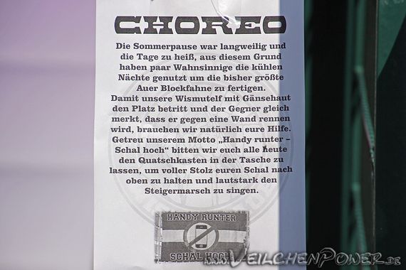 Die Anweisungen für die Choreografie.<br />Bild: Veilchenpower.de”><figcaption>Die Anweisungen für die Choreografie.<br />Bild: Veilchenpower.de</figcaption></figure>
<figure><img decoding=