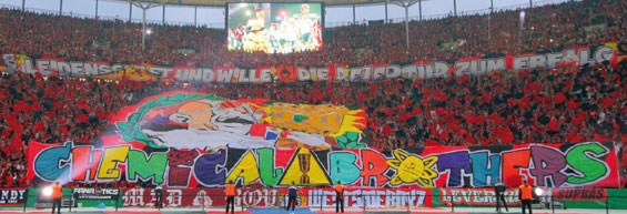 Choreografie der Bayer Leverkusen-Fans beim letzten Pokalfinale ihres Vereins. Bild: Bayer 04 Fanabteilung