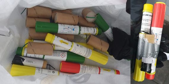 Bei der Bundespolizei war man froh, dass es diese Pyrotechnik-Artikel nicht auch noch nach Amsterdam geschafft haben.<br />    <button type=