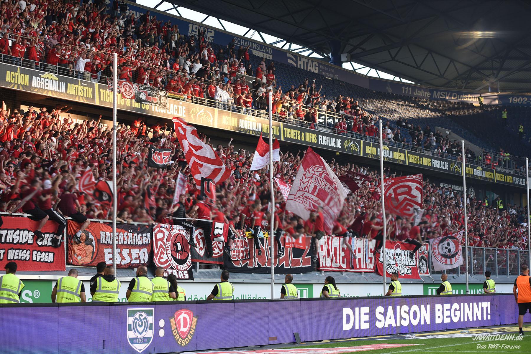 Gästefans | MSV Duisburg – Rot-Weiss Essen (05.08.2022) 2-2