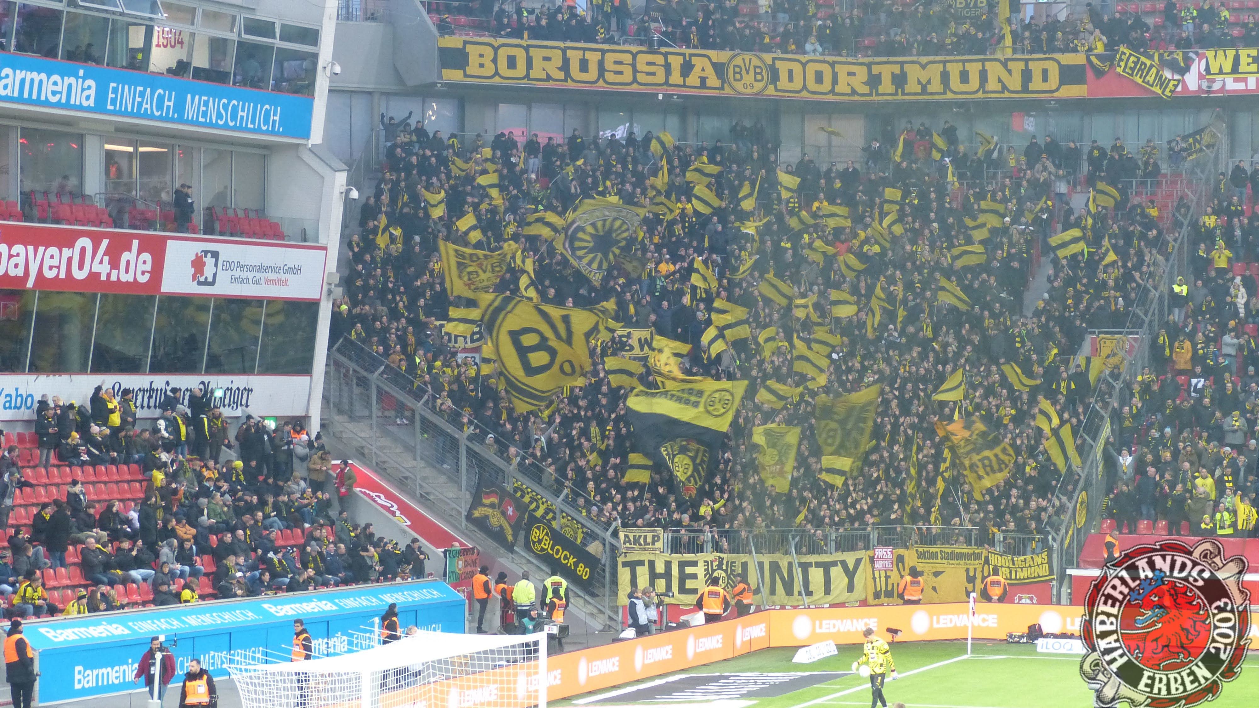 Gästefans | Bayer 04 Leverkusen – Borussia Dortmund (29.01.2023) 0-2
